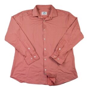 Mizzen and Main Mens Trim Fit Red Gingham Button Down Stretch Non-Iron  Shirt XL